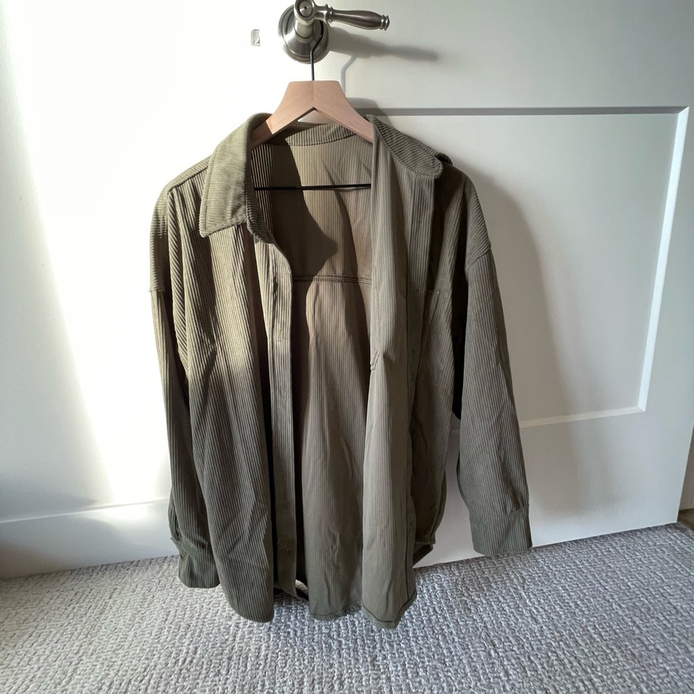 NWOT Amazon Olive Green Corduroy Button Down